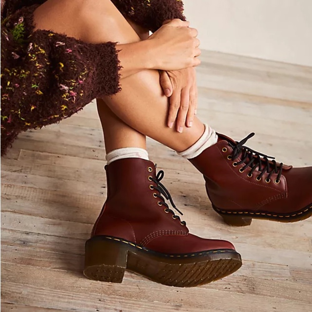 Dr. Martens Brown Leather Clemency Boots 10 - Picture 9 of 12